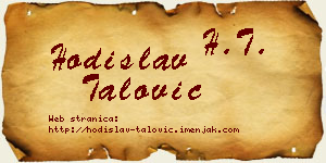 Hodislav Talović vizit kartica